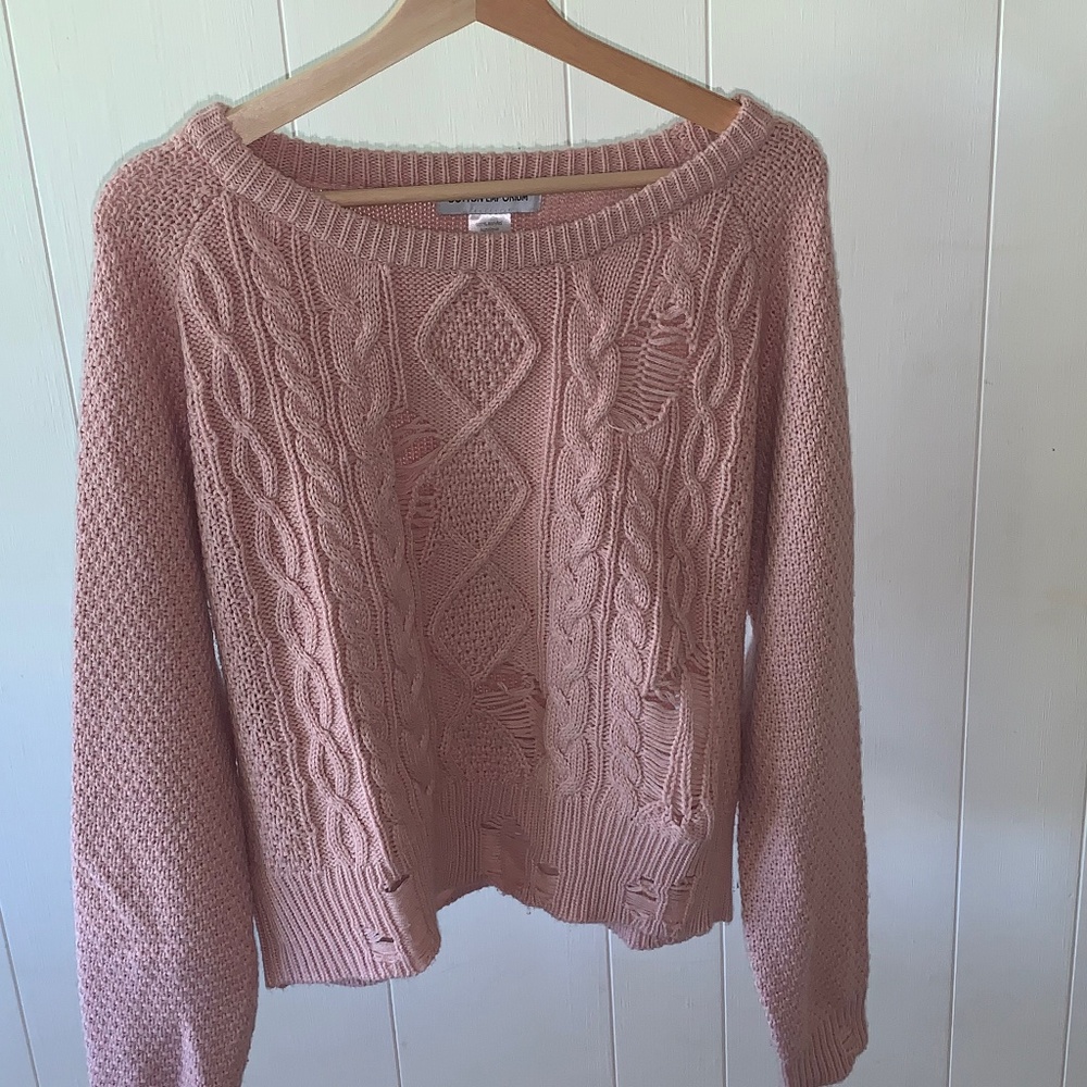 pink destroyed sweater